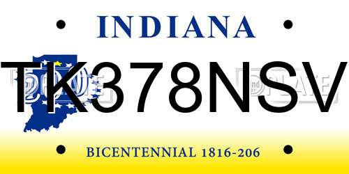 TK378NSV Indiana License Plate