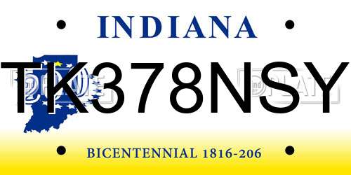 TK378NSY Indiana License Plate