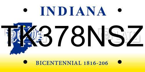 TK378NSZ Indiana License Plate