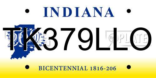 TK379LLO Indiana License Plate