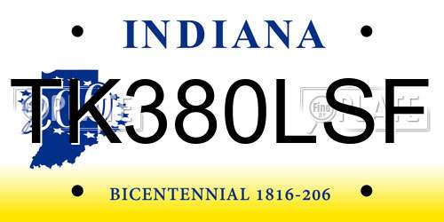 TK380LSF Indiana License Plate