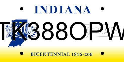 TK388OPW Indiana License Plate