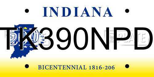 TK390NPD Indiana License Plate