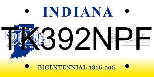 TK392NPF Indiana License Plate