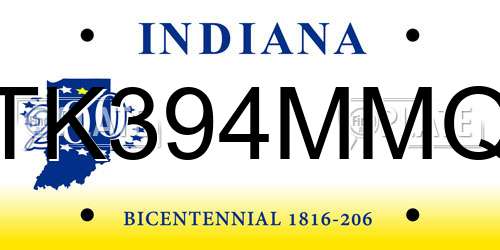 TK394MMQ Indiana License Plate