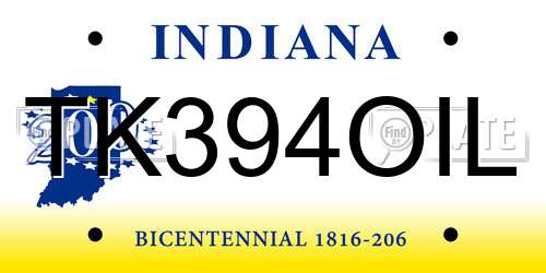 TK394OIL Indiana License Plate