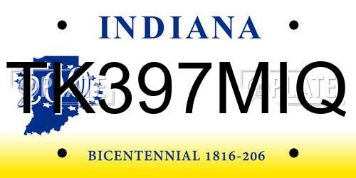 TK397MIQ Indiana License Plate
