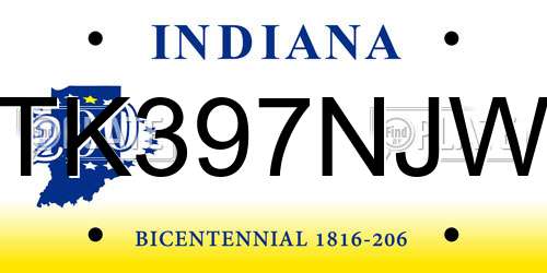 TK397NJW Indiana License Plate