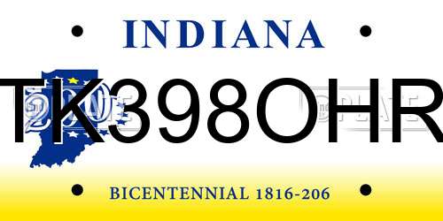 TK398OHR Indiana License Plate