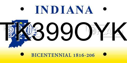 TK399OYK Indiana License Plate