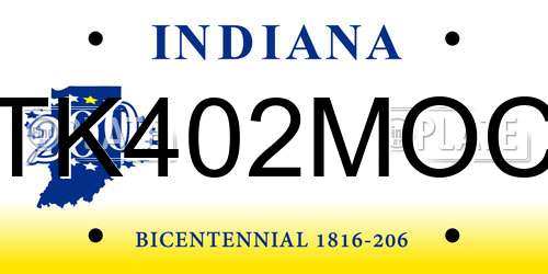 TK402MOC Indiana License Plate