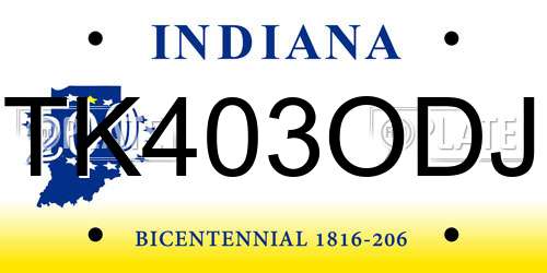 TK403ODJ Indiana License Plate