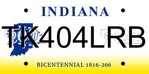 TK404LRB Indiana License Plate