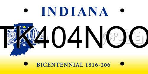 TK404NOO Indiana License Plate
