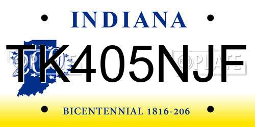 TK405NJF Indiana License Plate