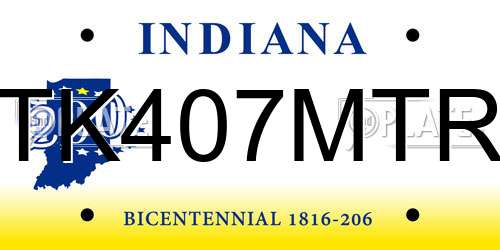 TK407MTR Indiana License Plate
