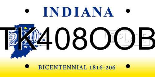 TK408OOB Indiana License Plate