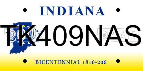 TK409NAS Indiana License Plate