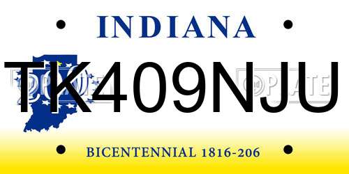 TK409NJU Indiana License Plate