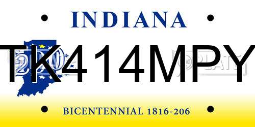 TK414MPY Indiana License Plate