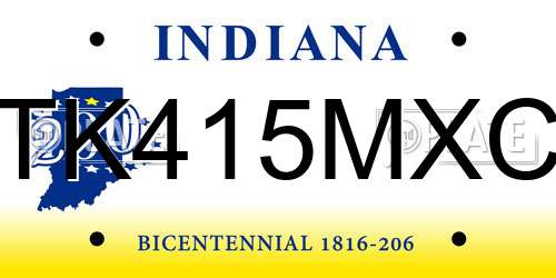 TK415MXC Indiana License Plate
