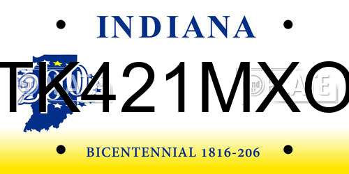 TK421MXO Indiana License Plate
