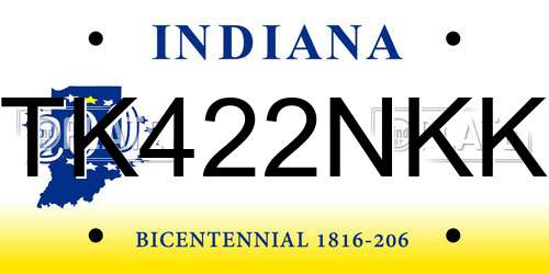 TK422NKK Indiana License Plate