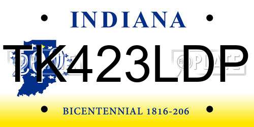 TK423LDP Indiana License Plate