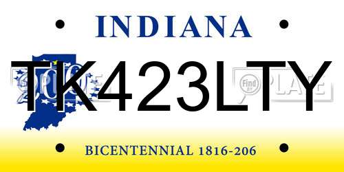 TK423LTY Indiana License Plate