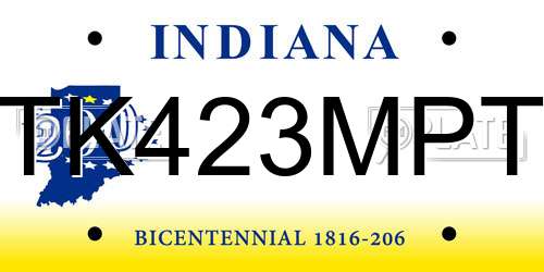 TK423MPT Indiana License Plate