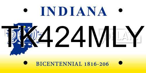 TK424MLY Indiana License Plate