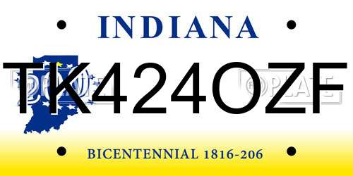 TK424OZF Indiana License Plate