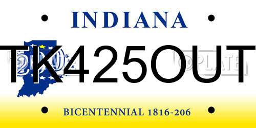TK425OUT Indiana License Plate