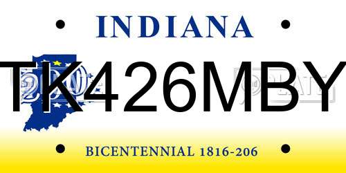 TK426MBY Indiana License Plate