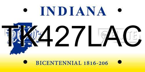 TK427LAC Indiana License Plate