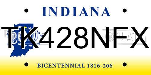 TK428NFX Indiana License Plate