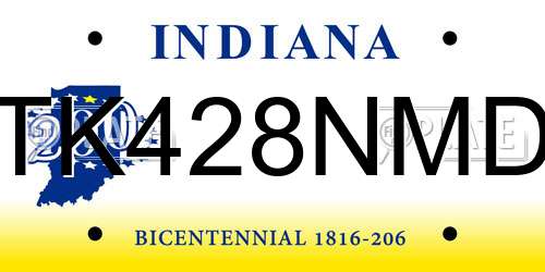 TK428NMD Indiana License Plate