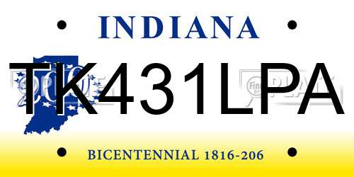 TK431LPA Indiana License Plate