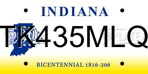 TK435MLQ Indiana License Plate