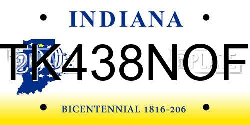 TK438NOF Indiana License Plate