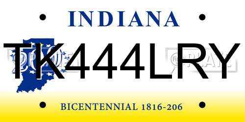 TK444LRY Indiana License Plate