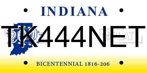 TK444NET Indiana License Plate