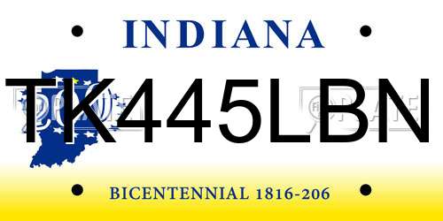 TK445LBN Indiana License Plate