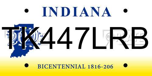 TK447LRB Indiana License Plate
