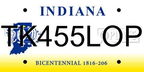 TK455LOP Indiana License Plate