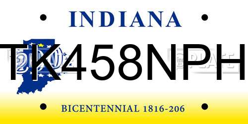 TK458NPH Indiana License Plate