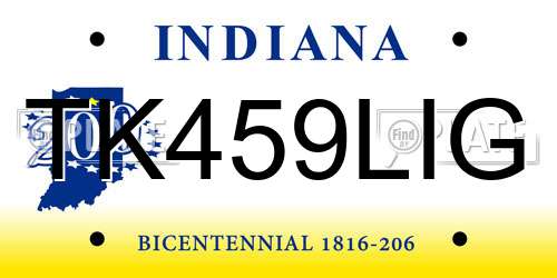 TK459LIG Indiana License Plate