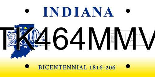 TK464MMV Indiana License Plate