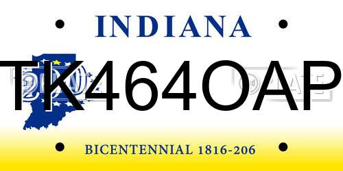 TK464OAP Indiana License Plate