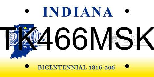 TK466MSK Indiana License Plate